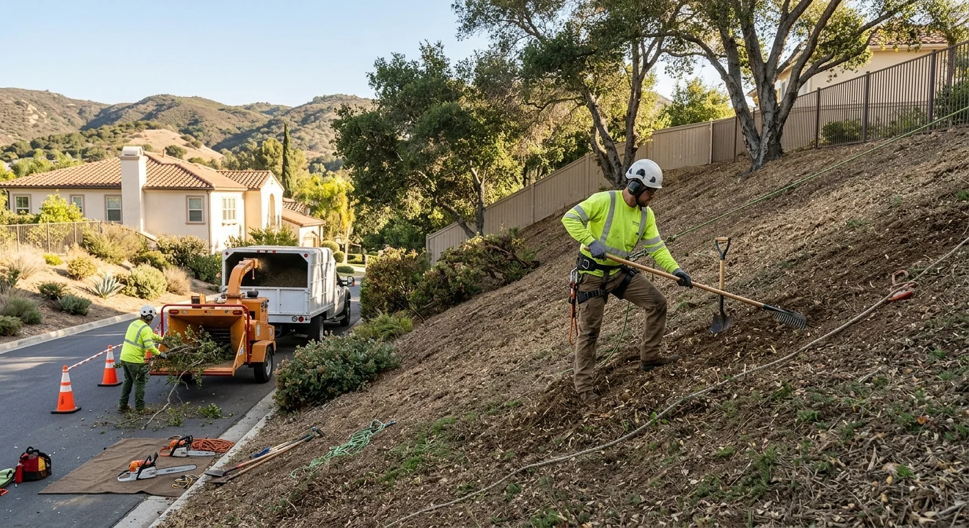 Finished tidy backyard slope after brush removal near Calabasas neighborhood