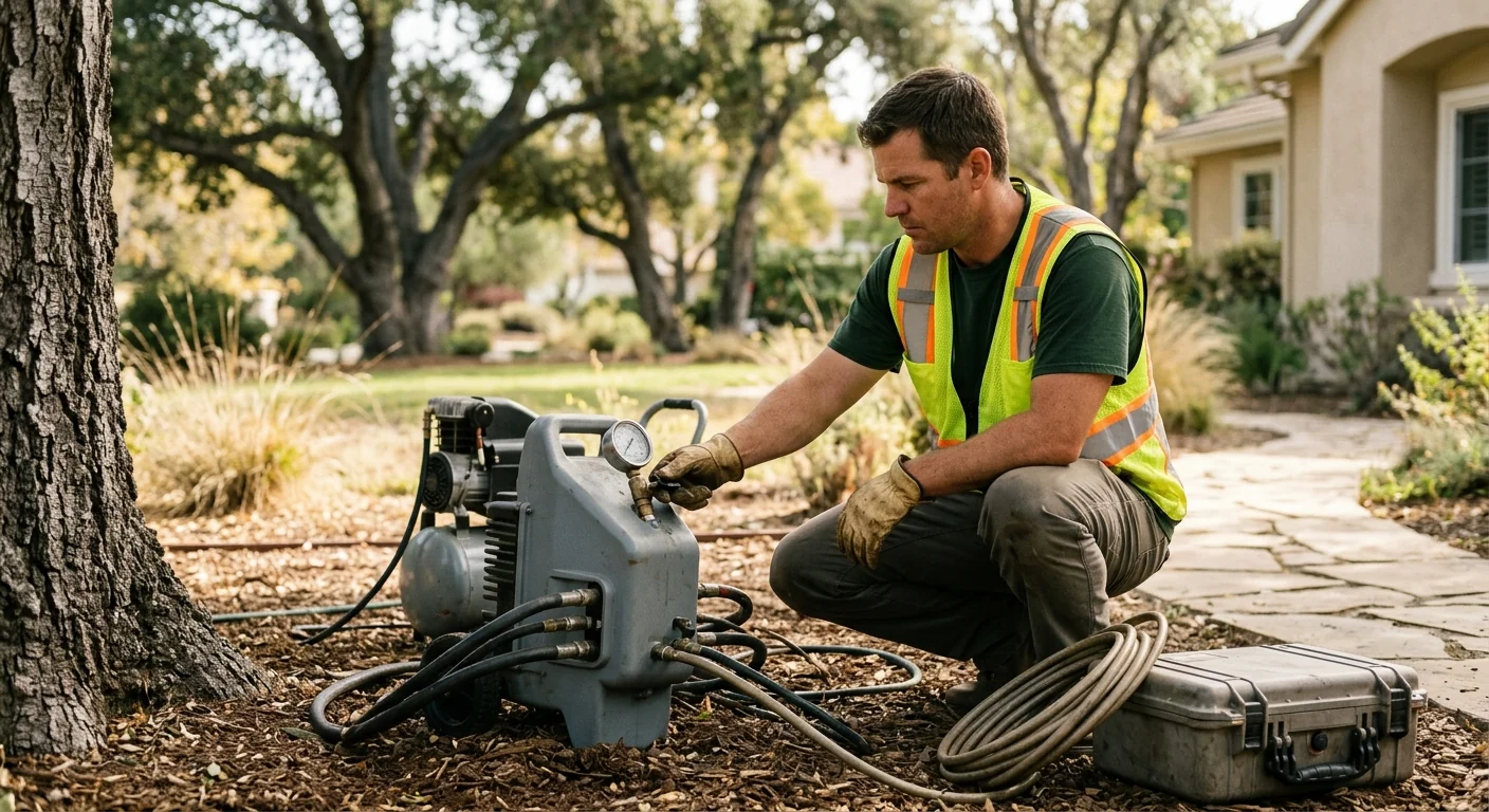 Calabasas Tree Care Pros technician testing system performance